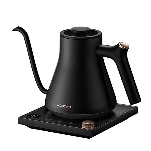 Electric Kettle, INTASTING Professional Electric Gooseneck Kettle, LED Digital Display, Precise 1 Temperature Control, 0.65mm Ultra-Slim Spout, 0.8 L, Auto Keep Warm, Mute, Pour Over Stopwatch