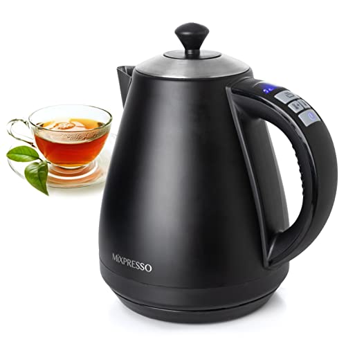 Mixpresso Electric Kettle Temperature Control, Hot Water Kettle Electric, Cordless 1 Liter Capacity, Keep Warm & LED Indicator, Auto-Shutoff, Boil-Dry Protection, Black Electric Kettle