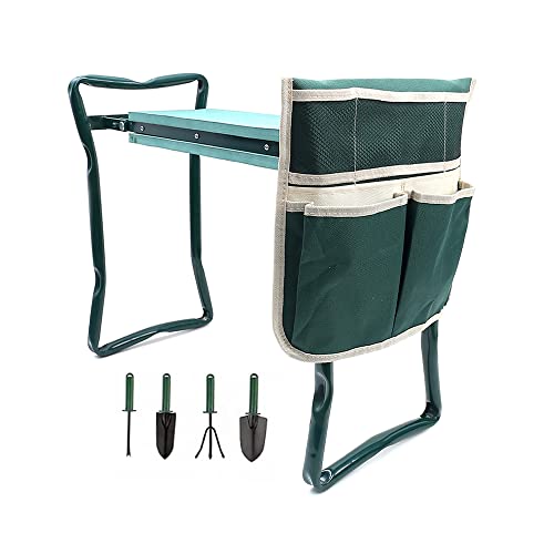 ChengHao Garden Kneeler Seat Garden Stools Foldable Stool with Tool Bag Pouch EVA Foam Pad Capacity-Protects Your Knees for Gardening(Large-23.6" x 10.6" x 19.3") Tool kitwh000005