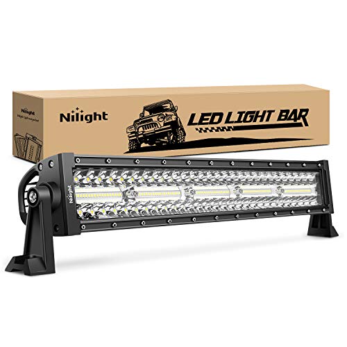 Nilight 18040C-A 22 Inch 480W Triple Row Flood Spot Combo Bar Driving Led Off Road Lights SUV Ute ATV Truck 4x4 Boat, 2 Years Warranty