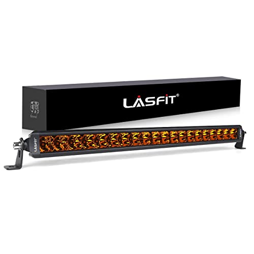 Lasfit 22 Inch Amber Light Bar Spot Flood Combo Beam Single Row Yellow Led Light Bar for Driving Light Off Road Light Bar IP67/2000K Waterproof Fog Light for Truck Pickup Jeep SUV ATV UTV