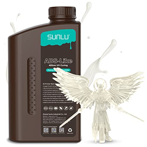 SUNLU 3D Printer Resin, 1000g ABS-Like High Toughness Resin for 4k/6k/8k LCD/DLP/SLA Resin 3D Printer, 405nm UV Curing 3D Printing Resin, Good Resistance, Non-Brittle & High Precision, Clear 1000g