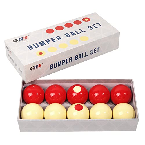 GSE 2-1/8" Regulation Size Bumper Pool Balls, Standard Set of 10 Billiard Ball Set, Bumper Pool Table Accessories