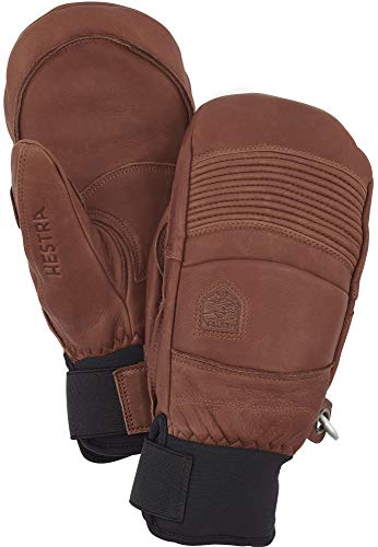 Hestra Leather Fall Line - Short Freeride Snow Mitten with Superior Grip for Skiing, Snowboarding and Mountaineering - Brown - 6