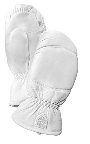 Hestra Winter Ski Gloves: Mens and Womens Leather Box Cold Weather Mittens, Off White, 7