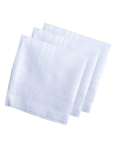 Men's Handkerchiefs 100% Cotton Solid White Hankies Set