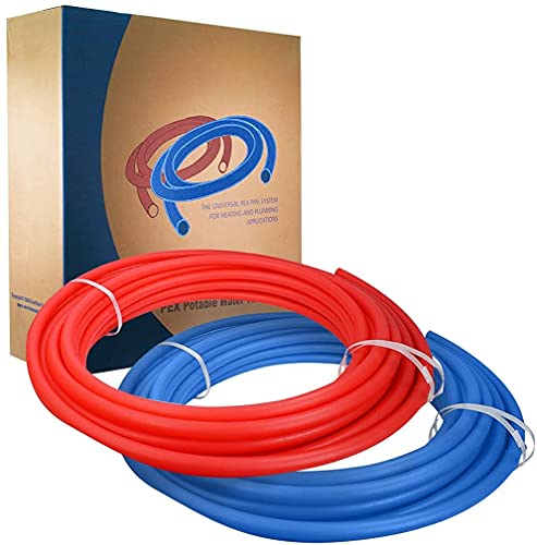 Supply Giant PARB12100 Pex A Tubing Pipe 2 Rolls of 1/2 Inch X 100 Feet PEX Tubing Non Barrier Plumbing Cold and Hot Water Tubing Blue and Red