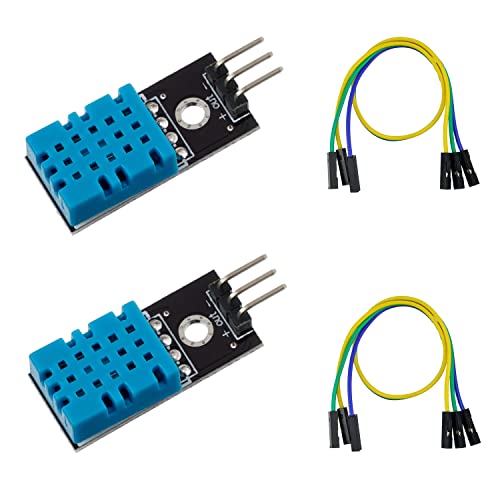 BOJACK DHT11 Temperature Humidity Sensor Module Digital Temperature Humidity Sensor 3.3V-5V with Wires for Arduino Raspberry Pi 2 3 (Pack of 2Pcs)