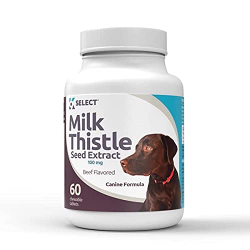 K9 Select Milk Thistle for Dogs, 100mg - 60 Beef Flavored Tablets - Canine Liver Health Supplement