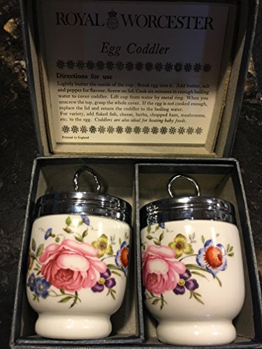 Royal Worcester Egg Coddler Pair Bournemouth Pattern Pink Roses Floral-Rare