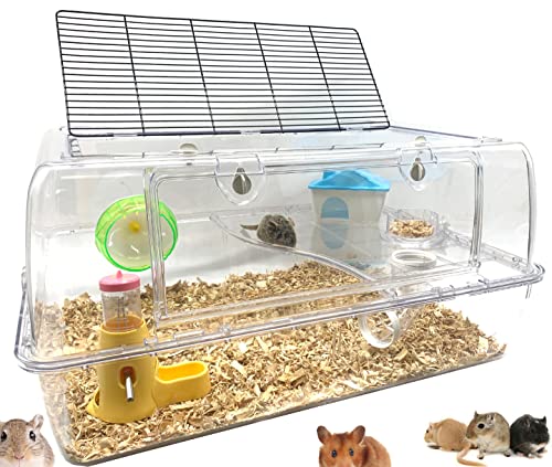 Large Acrylic 2-Levels Hamsters Mice Gerbils Deluxe Palace House Habitat Home Running Wheel Water Bottle Tower Food Bowl Hide House Deep Base