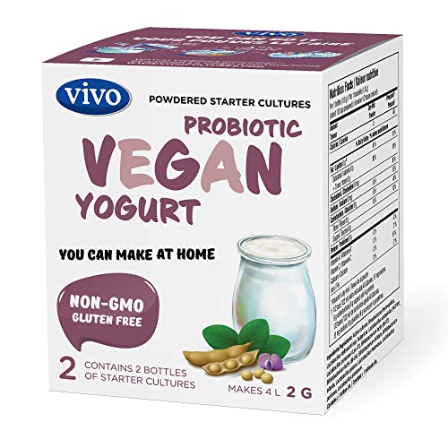 VIVO Vegan Yogurt Starter  Vegan Yogurt Culture Starter with Probiotics - 5-Box (10 Bottles) Pack - Makes Up to 20 Quarts of Probiotic Vegan Yogurt