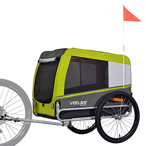Veelar Pet Bike Trailer Bicycle Trailer for Small,Medium or Large Dogs, Dog Bicycle Carrier (Large, Green)