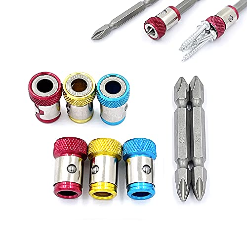 6 Pieces Magnetic Screw Ring With 2 Pieces Ph2 Screwdriver Bit Set,Magnetizer Screw Removable For 1/4 Inch/6.35mm Hex Screwdriver and Power Bits (MIX)