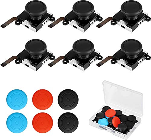 Linkstyle Switch Joystick Replacement, 3D Analog Joystick Analog Thumb Stick, 6PCS Switch Lite Left/Right Joysticks Rocker with 6PCS Thumbstick Caps for Nintendo Switch and Joycon Controller