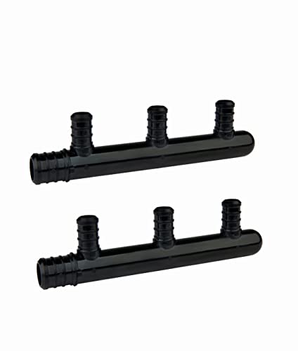 EFIELD 3 Outlets Closed Poly PPSU Barb Crimp Pex Manifold: 3/4 Trunk, 1/2" Port (3 Outlets), F2159 (Pack of 2)