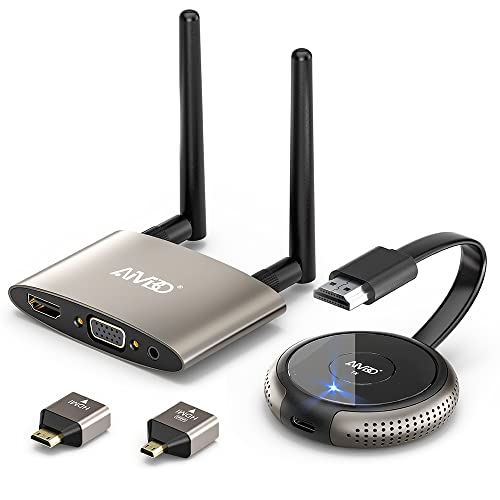 HDMI Wireless Transmitter and Receiver 4K, TIMBOOTECH Dual Screens HDMI & VGA Live Casting 5G Video/Audio for Laptop, Cable Box, Camera, Blu-ray, Phone, Netfix to Monitor, Projector, HDTV 165FT/50M