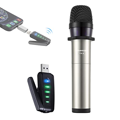 Alvoxcon USB Wireless Microphone, UHF Condenser mic for Android, PC Computer, Laptop, PA, Podcasting, Vlogging, YouTube, Vocal Recording, Gaming, Singing Practice (System with USB Receiver)