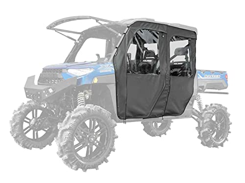 SuperATV Primal Soft Cab Enclosure Upper Doors for 2019+ Polaris Ranger XP 1000 Crew Cab | 2 Upper Doors | Resistant to Tears and UV Rays | Double Polished for Exceptional Clarity | Made in USA