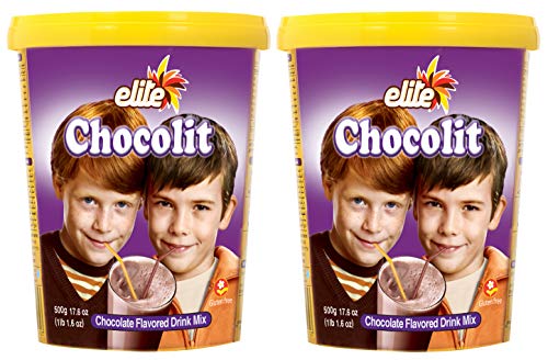 Elite Chocolit, Dairy Free Hot Chocolate Mix 17.6-oz (2 pack) Chocolate Flavored Hot Cocoa Mix - Resealable Container - Gluten Free, Kosher, Made in Israel
