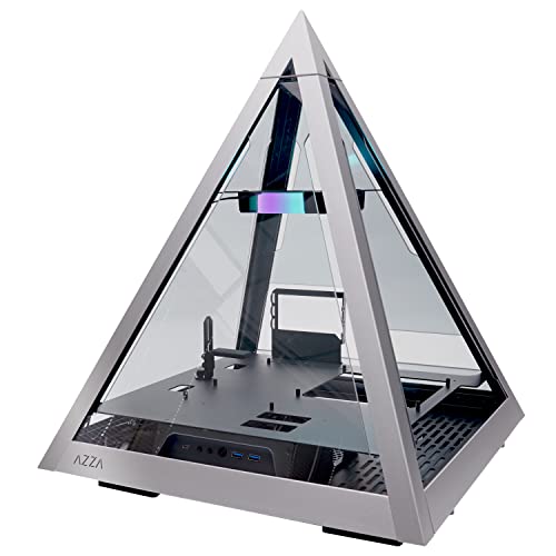 AZZA Pyramid L PCIE 4.0 - All Sides Tempered Glass ATX Mid Tower Gaming Computer Case - Front I/O USB Type-C Port - 1x 120 mm AZZA Hurricane III ARGB Fan Included.