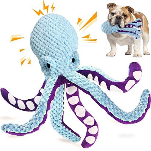 AOTYPE Dog Toys Squeaky Large Dog Toys Crinkle Plush Dog Chew Toys for Large Medium Small Dog Breed, Octopus Stuffed Soft Durable Chew Toys for Teething,Interactive Playing Tug-of-War Dog Toys