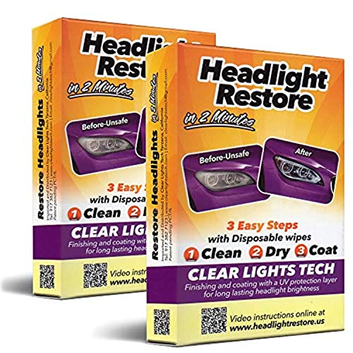 CLT Car Headlight Restoration Kit Headlight Restorer Wipes (2)