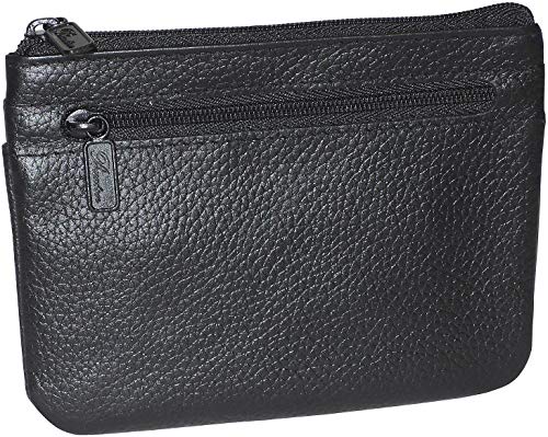 Buxton Womens Leather Id Coin Card Case Wallet (Black-RFID Protected)