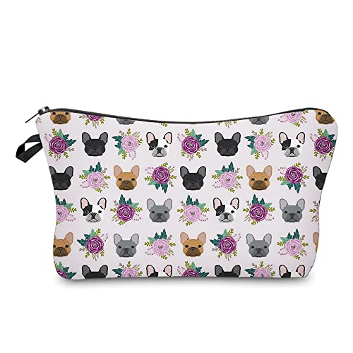 Cosmetic Bags for Women Small French Bulldog Purple Makeup Bag for Purse Travel Toiletry Bag Accessories Organizer Zipper Pouch Gift Idea