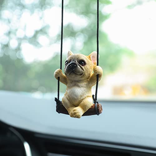 Puppy Car Hanging Ornament French Bulldog Car Decoration Mirror Hanging Car Interior Accessories for Car Rear View Mirror Hanging Accessories Gardening Hanging Car Ornament