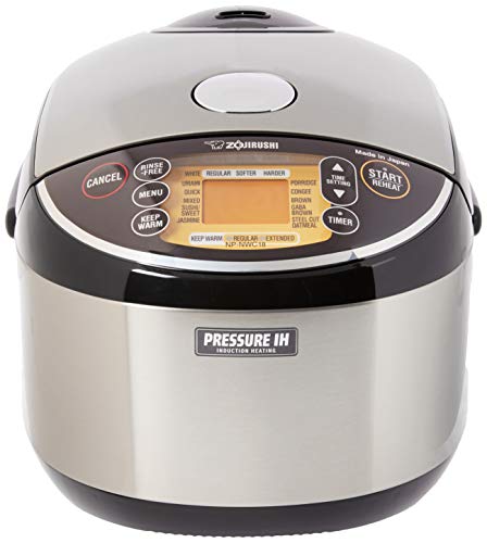 Zojirushi Pressure Induction Heating Rice Cooker & Warmer, 10 Cup, Stainless Black, Made in Japan