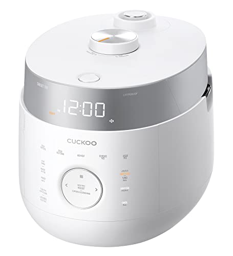 CUCKOO CRP-LHTR1009F | 10-Cup (Uncooked) Twin Pressure Induction Heating Rice Cooker | 16 Menu Options: High/Non-Pressure Steam & More, Stainless Steel Inner Pot, Made in Korea | White