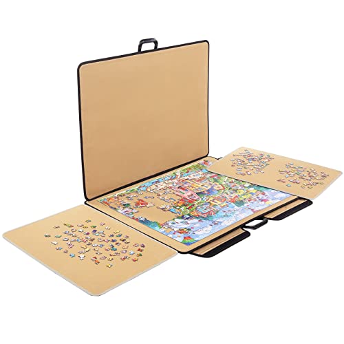 YISHAN Portable Jigsaw Puzzle Table Board, Standard Puzzle Case for Storage, Puzzle Mat, Puzzle Keeper Caddy Saver with Sorting Trays, Non-Slip Surface, Large