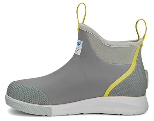 Xtratuf Women's Durable Waterproof Breathable Slip-Resistant 6 Inch Ankle Deck Boots Sport, Gray/Yellow, 9