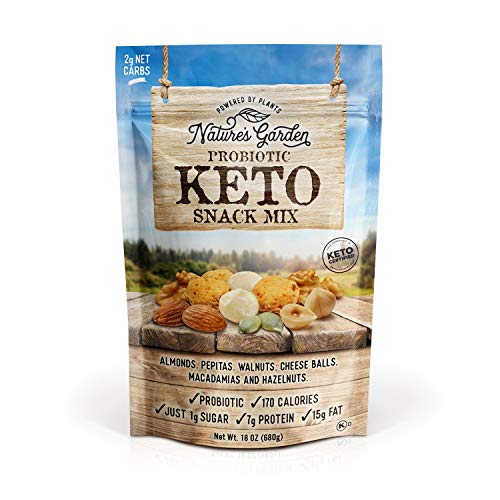 Natures Garden Probiotic Keto Snack Mix, Probiotic Cheese Balls, Crunchy Keto Snack, Unsalted Mixed Nuts, Keto Snack Mix, All Natural, Heart Healthy Nuts  18 Oz Bag (Pack of 1)