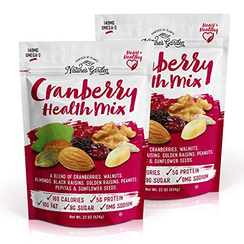 Nature's Garden Cranberry Health Mix - Healthy Snacks Single Serve Bags - All Natural Nuts - 22 oz (Pack of 2)
