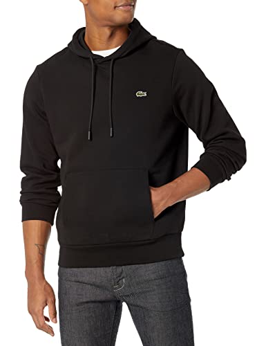 Lacoste Men's Organic Cotton Hooded Sweatshirt, Noir, Medium