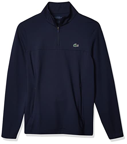Lacoste Men's Sport 1/4 Zip Midlayer Sweatshirt, Navy Blue, L