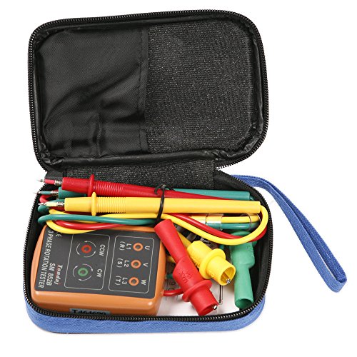 ATOPLEE 3 Phase Sequence Presence Rotation Tester Indicator Detector Meter with LED and Buzzer 60V~600V (3 Phase AC)