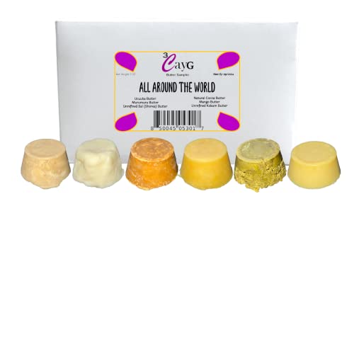 3CayG Around the World Butter Sampler Cocoa Butter, Kokum Butter, Mango Butter, Murumuru, Sal