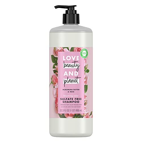 Love Beauty and Planet Blooming Color Sulfate-Free Shampoo Murumuru Butter & Rose, for Color Treated Hair Vegan, Paraben-free, Silicone-free, Cruelty-free 32.3 oz