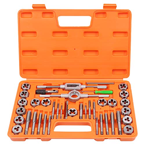 HORUSDY 40-Piece SAE Tap and Die Set, Inch Sizes for Coarse and Fine Threads Tool with Storage Case