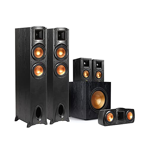 Klipsch Synergy Black Label F-200 5.1 Powerful and Efficient Home Theater System with 10" Front-Firing Subwoofer and Tractrix Horn Technology for Hours of Listening Pleasure