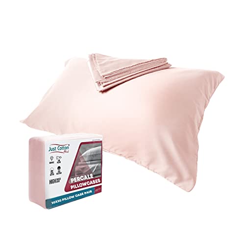 100% Contamination Free Cotton, Crisp Cool & Breathable Percale Standard Size Pillowcases 2-Piece Set - for Twin, Queen, Full, Twin XL Size beds- for Hot Sleepers, Pre-Shrunk, Anti-Pilling  Rose Pink