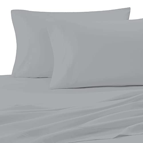 Color Sense 100% Cotton Pillow Case Set, 2 Piece Set, Standard Size(20"x30") Pillowcases Solid Percale Weave, Cool Crisp & Breathable, Soft Finish, Luxury Bedding Pillowcase, Light Gray
