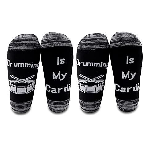 LEVLO Drummer Lover Socks Drumming Is My Cardio Men Socks Drummer Musician Gifts (2 Pairs/Set - Mid Calf - 1)