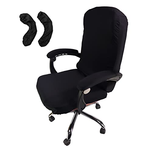 WOMACO Office Chair Covers, Stretch Computer Chair Cover with Armrest Covers, Universal Boss Chair Covers Modern Simplism Style High Back Chair Slipcover (Black, Large)