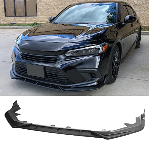 FREEMOTOR802 Compatible With 2022-2023 Honda Civic 11th Gen 4-Door Sedan & Hatchback Front Bumper Lip, Matte Black PP Front Bumper Front Bumper Lower Lip Spoiler Body Kit