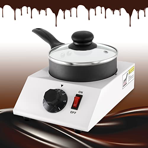 WICHEMI Chocolate Melting Pot Chocolate Tempering Machine Commercial Electric Chocolate Melter Fondue Pot for Chocolate, Butter, Cheese, Cream, Candy, Milk, Coffee, Desserts (Single Pot)