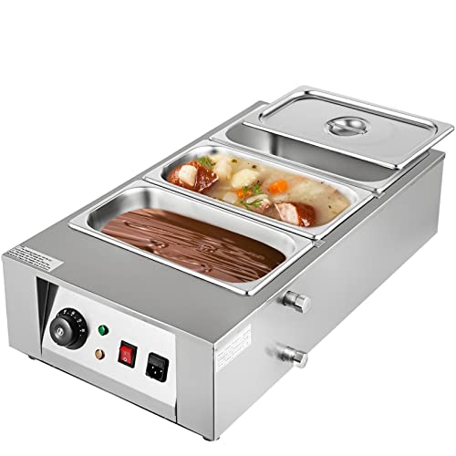 VEVOR 26.5 Lbs Chocolate Tempering Machine, Chocolate Melting Machine with Temperature Control (0~80/32~176)1000W Electric Commercial Food Warmer For Chocolate/Milk/Cream/Soup Melting and Heating,3 Tanks.
